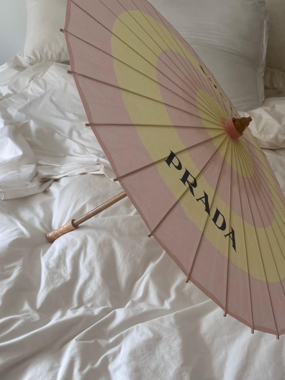 Pink and Yellow Decorative Parasol with Logo